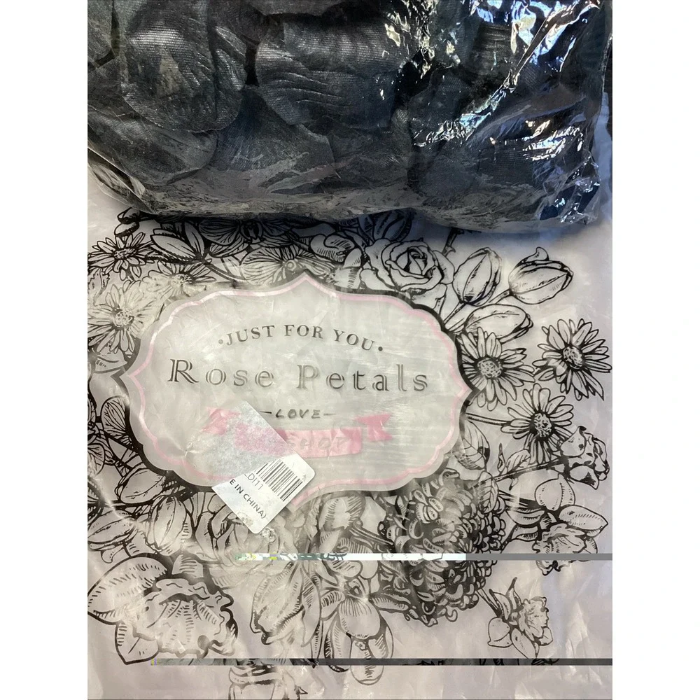 Black Fake Rose Petals Silk Artificial Flower Girl Wedding Gothic Party Decor